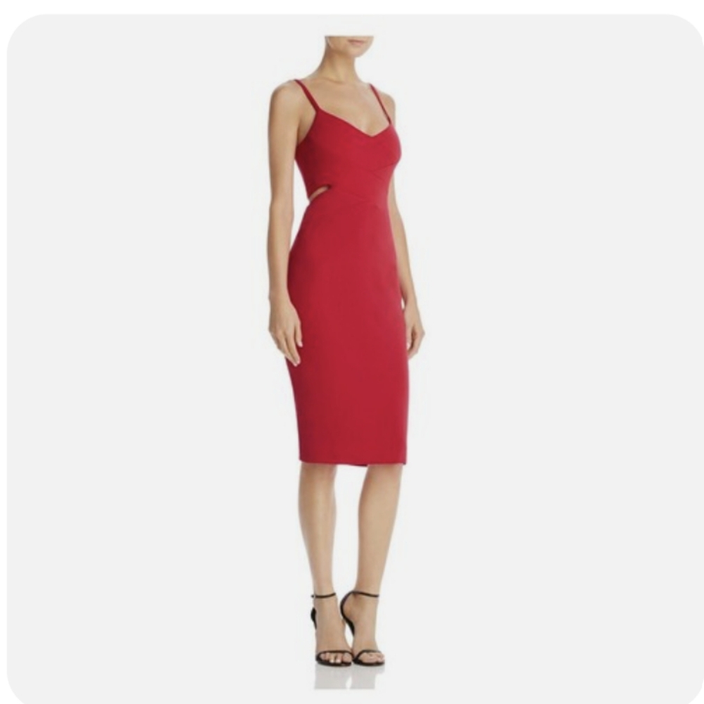 Laundry by Shelli Segal Red Cut-out Cocktail Dress Size 4 EUC